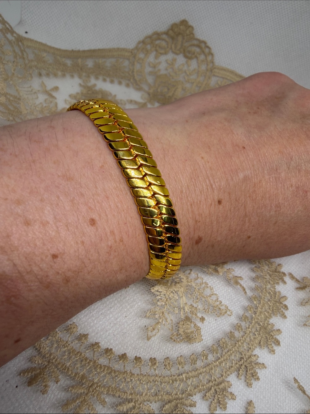18K Gold Estate Heavy Articulated Chain Bracelet 10mm Mob Wife Old Money 7.5”